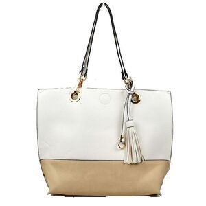 2N1 Two-tone Tassel Tote with Pouch